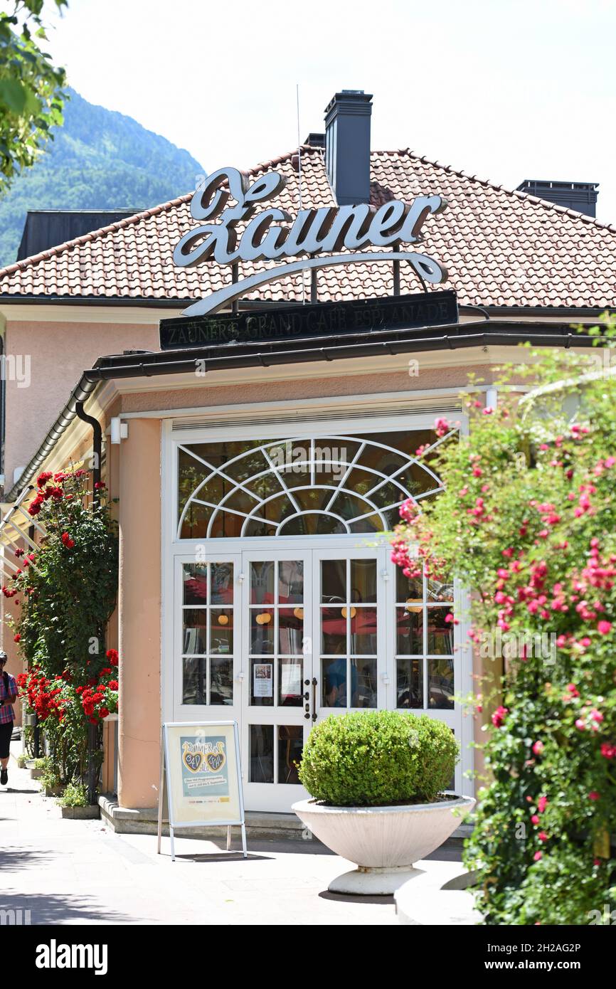 Das Zauner Esplanaden-Cafe in Bad Ischl, Salzkammergut, Oberösterreich, Österreich, Europa - The world-famous Cafe Zauner in Bad Ischl, Salzkammergut, Stock Photo