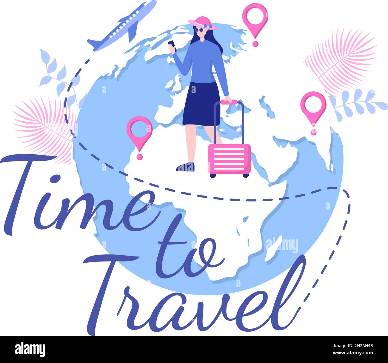 Travel Around The World Vector Illustration Background. Time to Visits ...