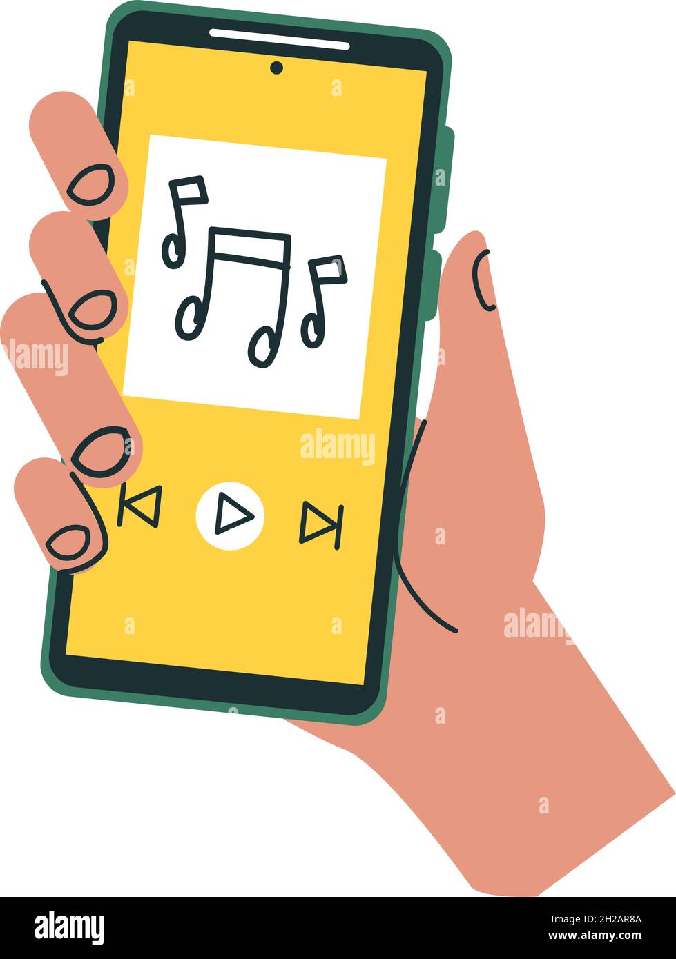 hand using smartphone with music notes Stock Vector Image & Art - Alamy