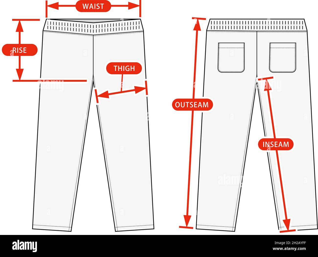 Clothing size chart vector illustration ( Casual jersey pants