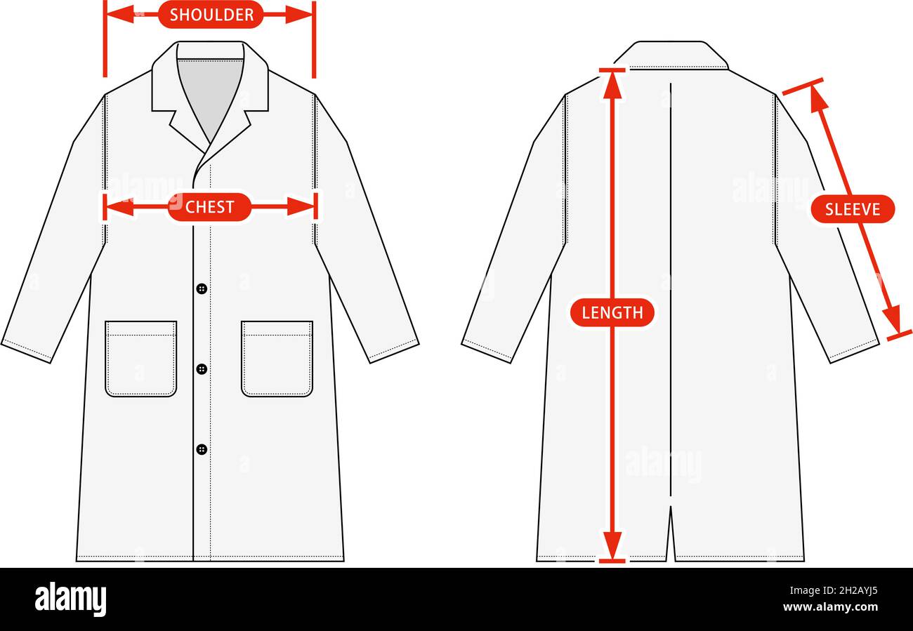 Clothing Size Chart Vector Illustration Long Coat Trench Coat Stock 