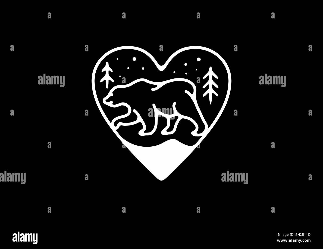 Line art illustration of wild bear design Stock Vector