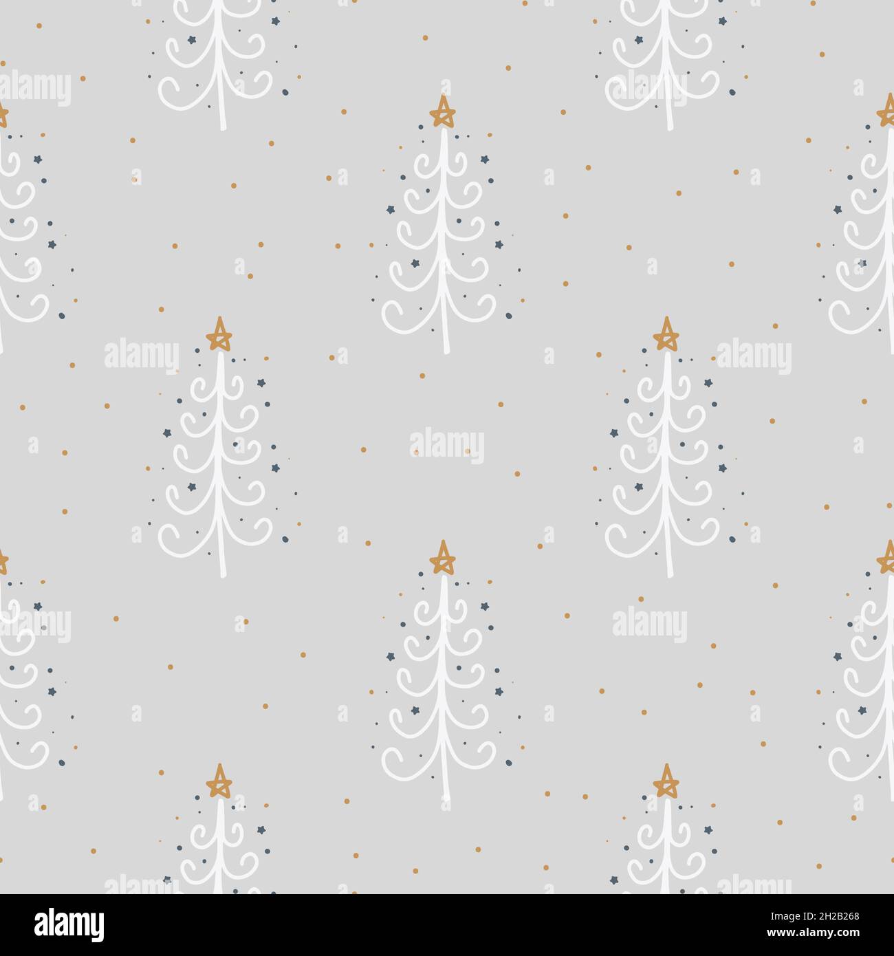 Christmas And New Year Symbols Tree Seamless Pattern Vector Cute Print Digital Paper Design 