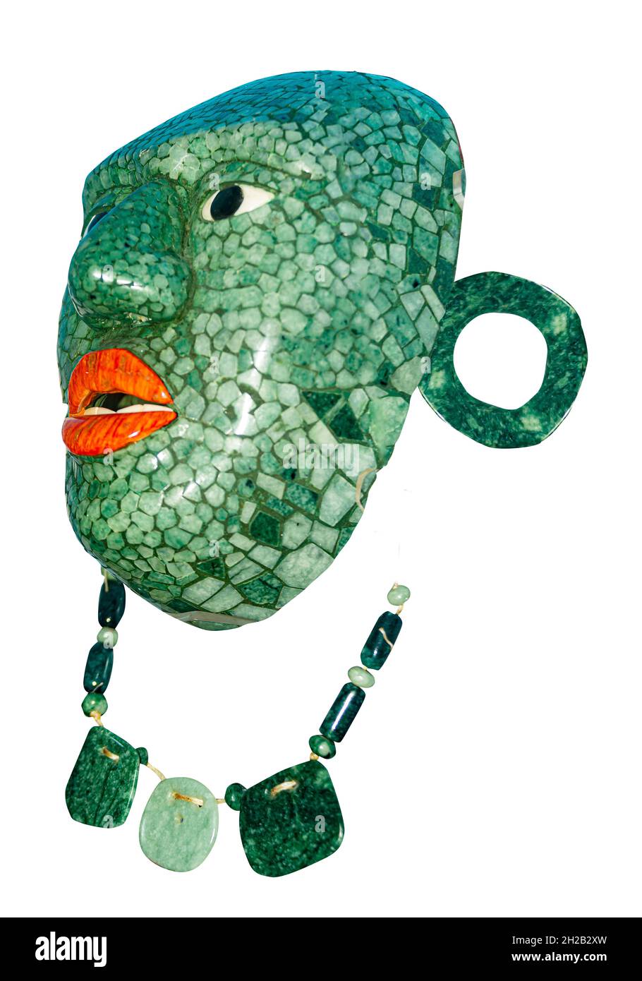 Native mayan ceremonial mask made of jade Stock Photo