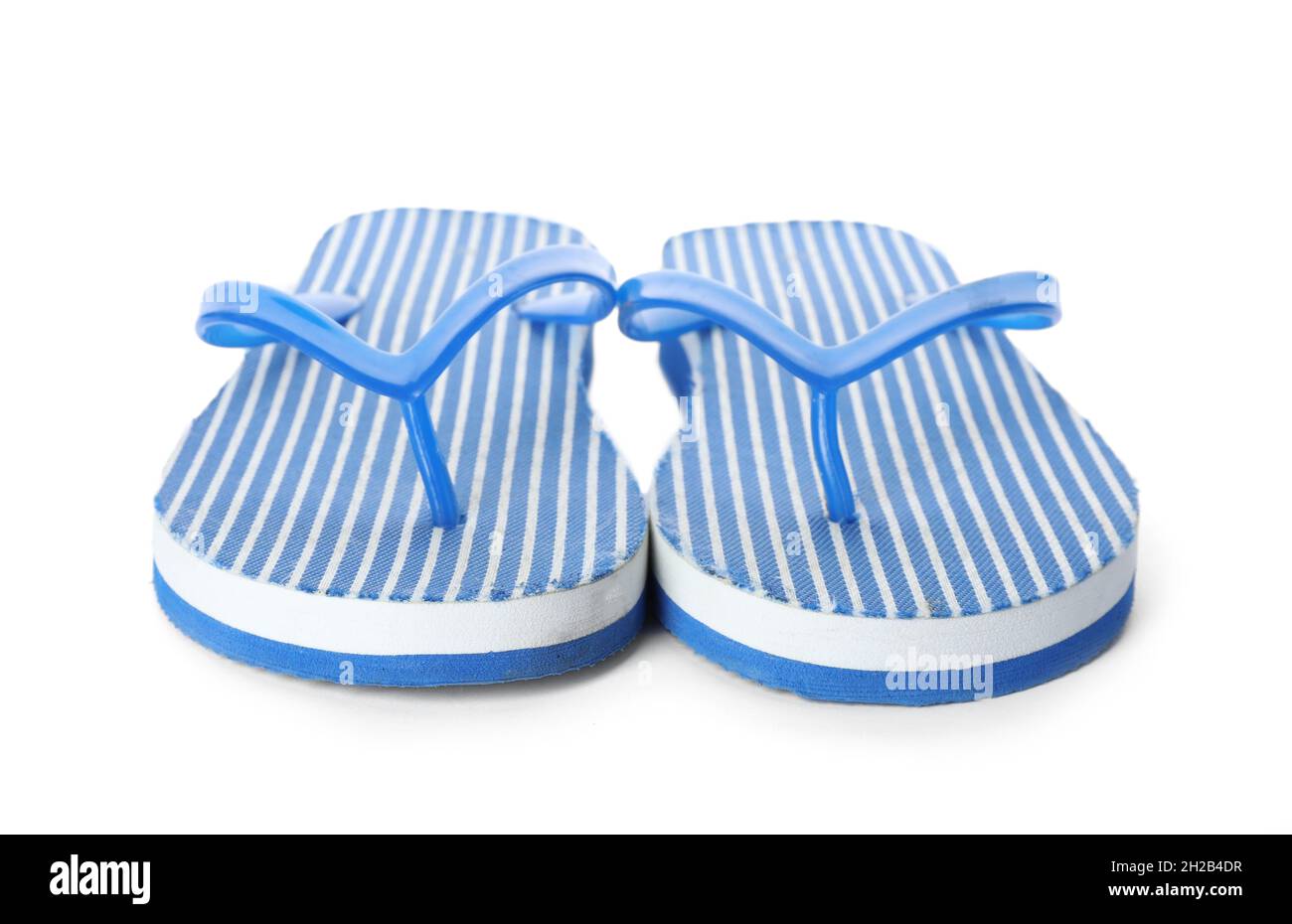 Bright flip flops on white background. Beach object Stock Photo - Alamy
