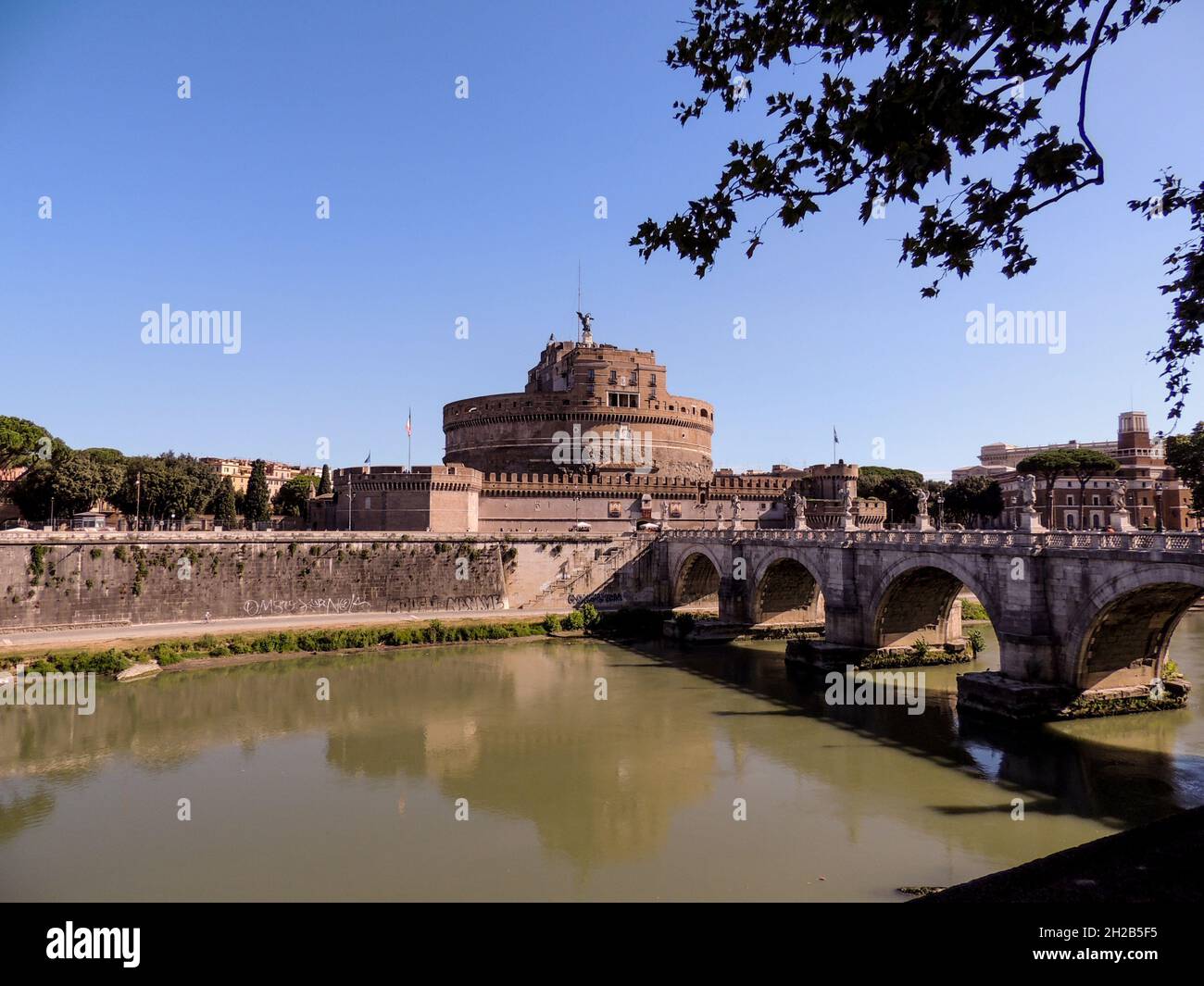 Photo taken to the SantAngelo's Castle, from the other side of Tiber river. Stock Photo