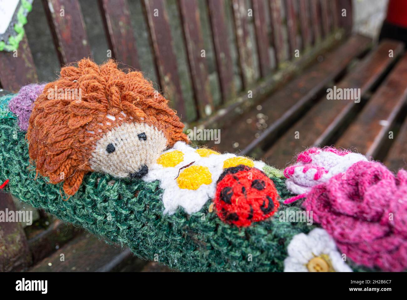 Yarn bombing in Hawes Stock Photo Alamy