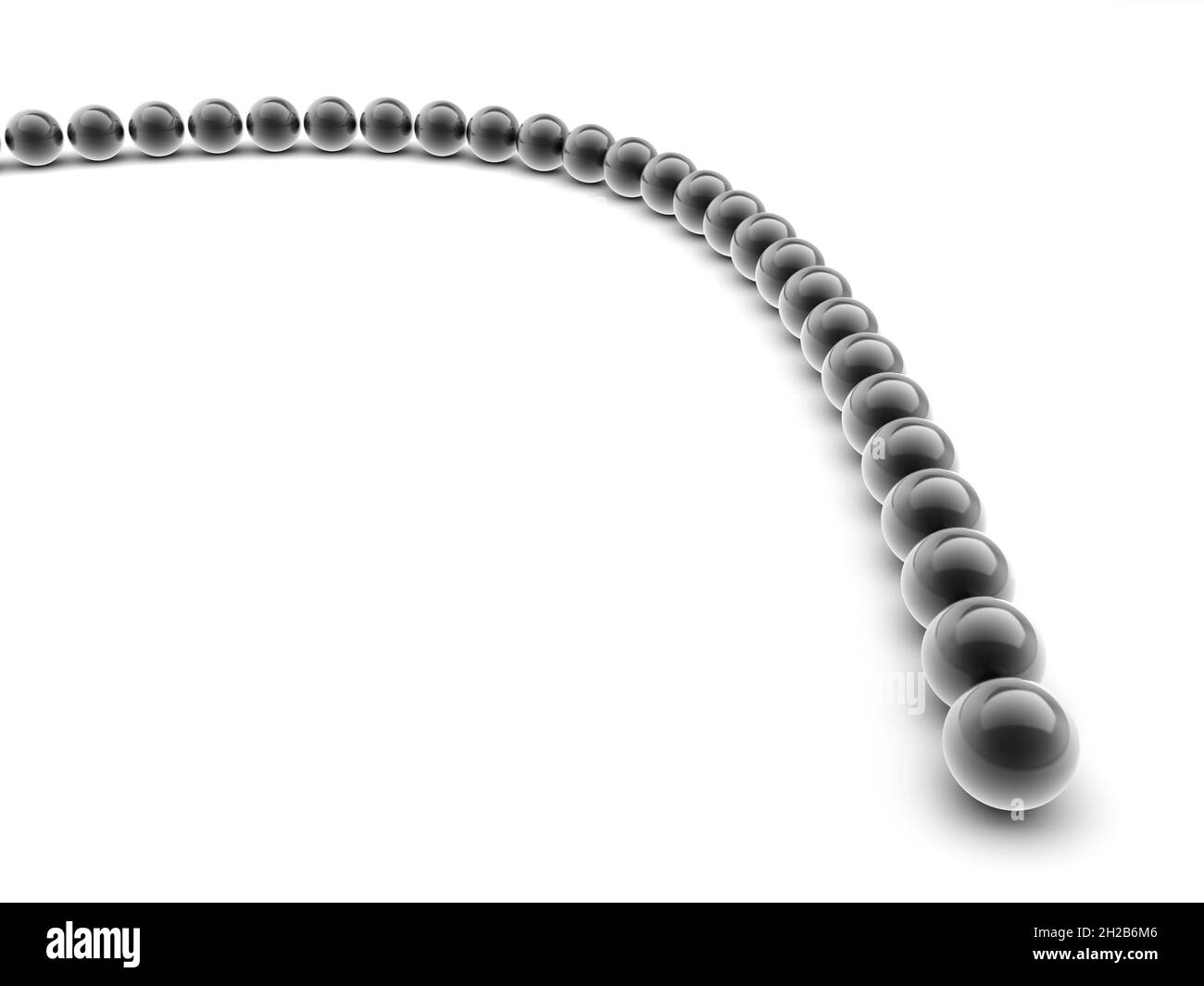 A lot of small balls lined up in a curve. Abstract 3d background Stock Photo