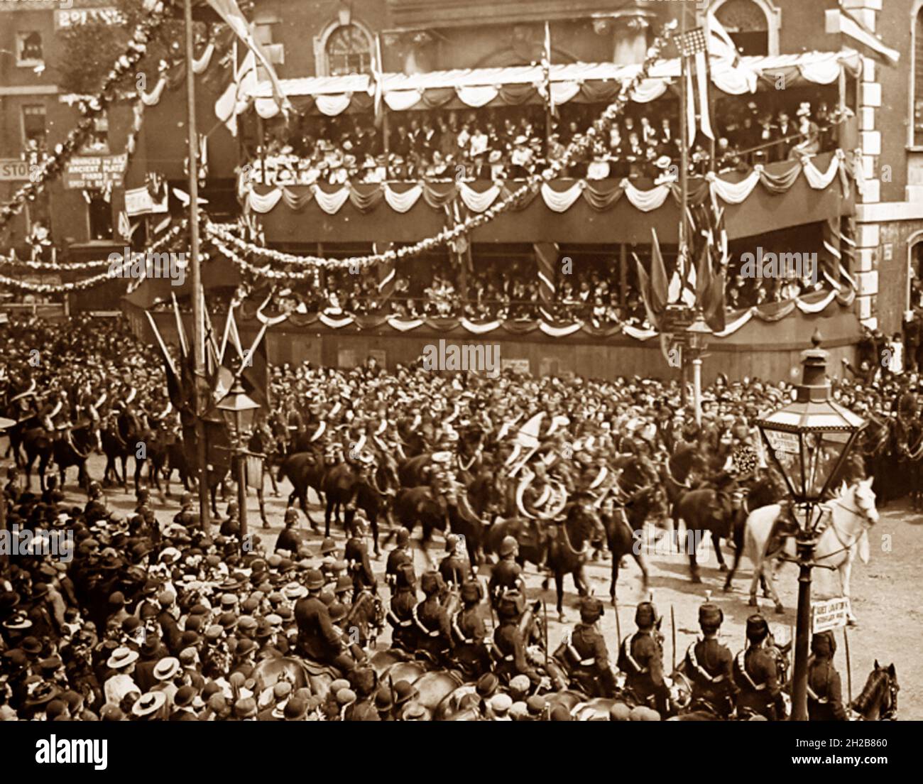 12th Hussars Regiment, Queen Victoria's Diamond Jubilee parade, London in 1897 Stock Photo