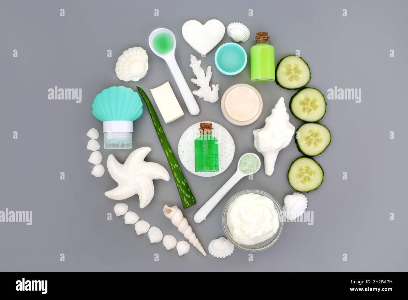 Aloe vera and cucumber skin and body care products. Natural anti