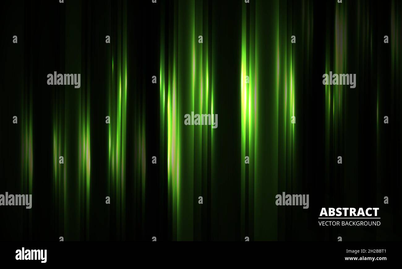 Dark geometric background with glowing vertical green light lines and ...