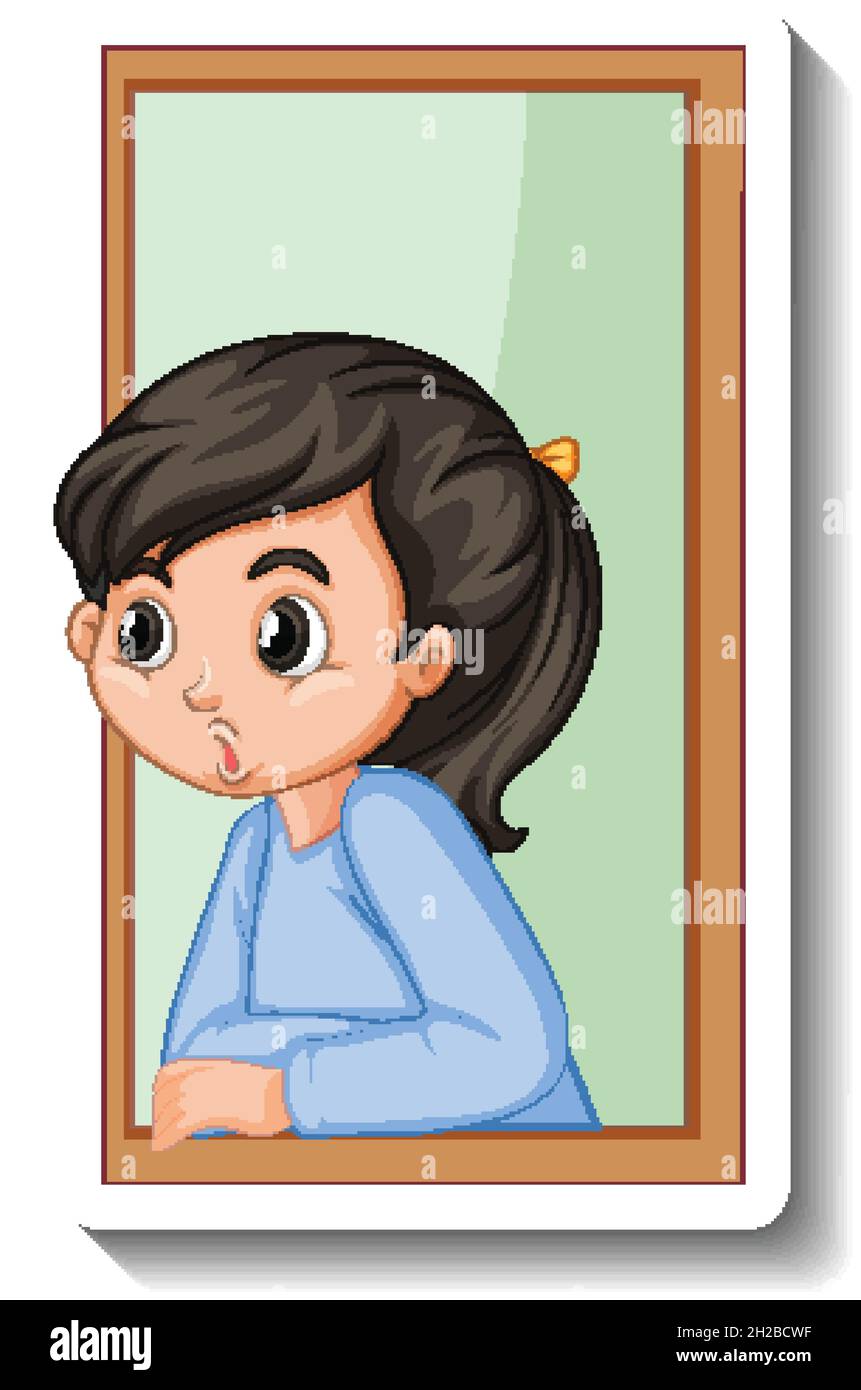 Lady looking out window Stock Vector Images - Alamy