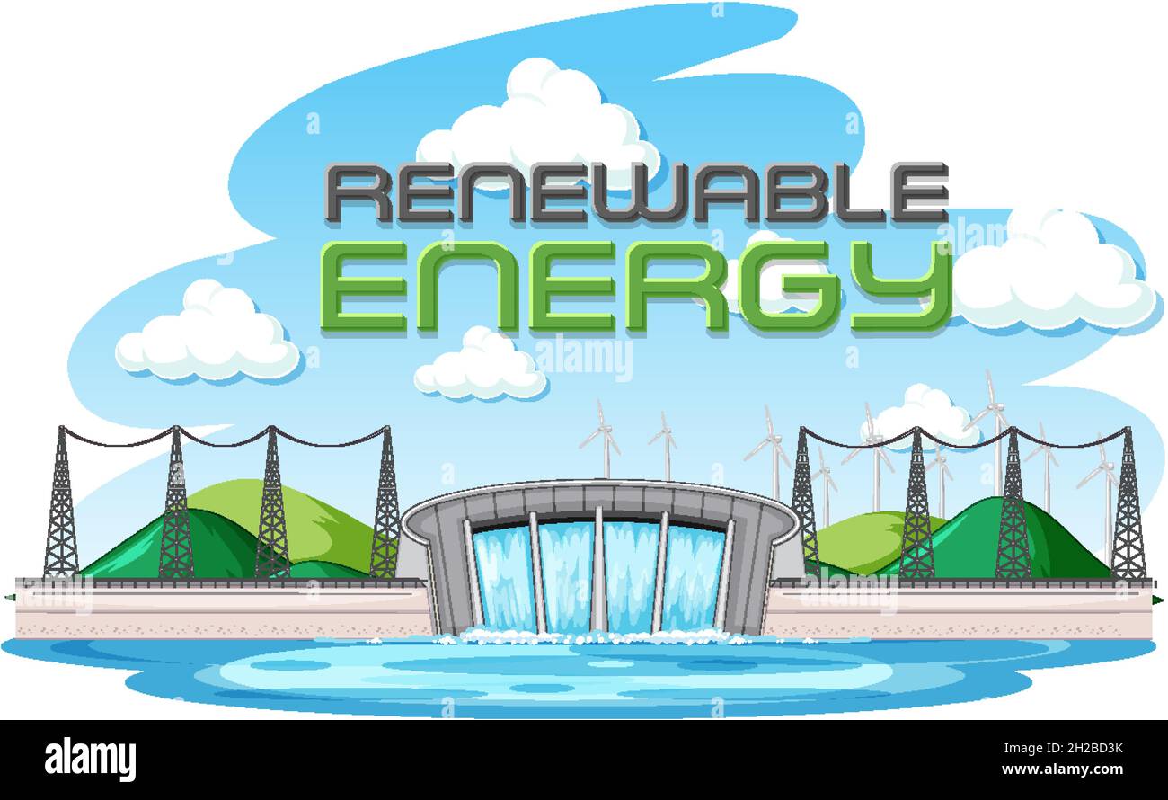 Hydro Power Plants generate electricity with renewal banner ...