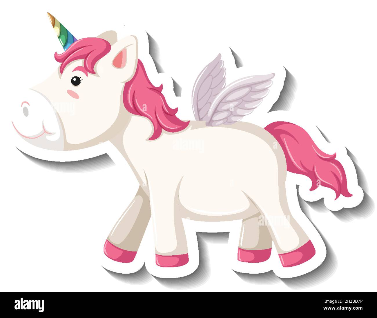 Cute pegasus standing pose on white background illustration Stock Vector