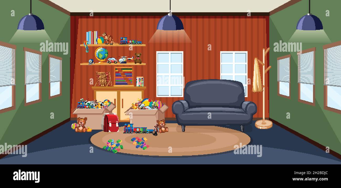 Living room interior design with furnitures illustration Stock Vector ...