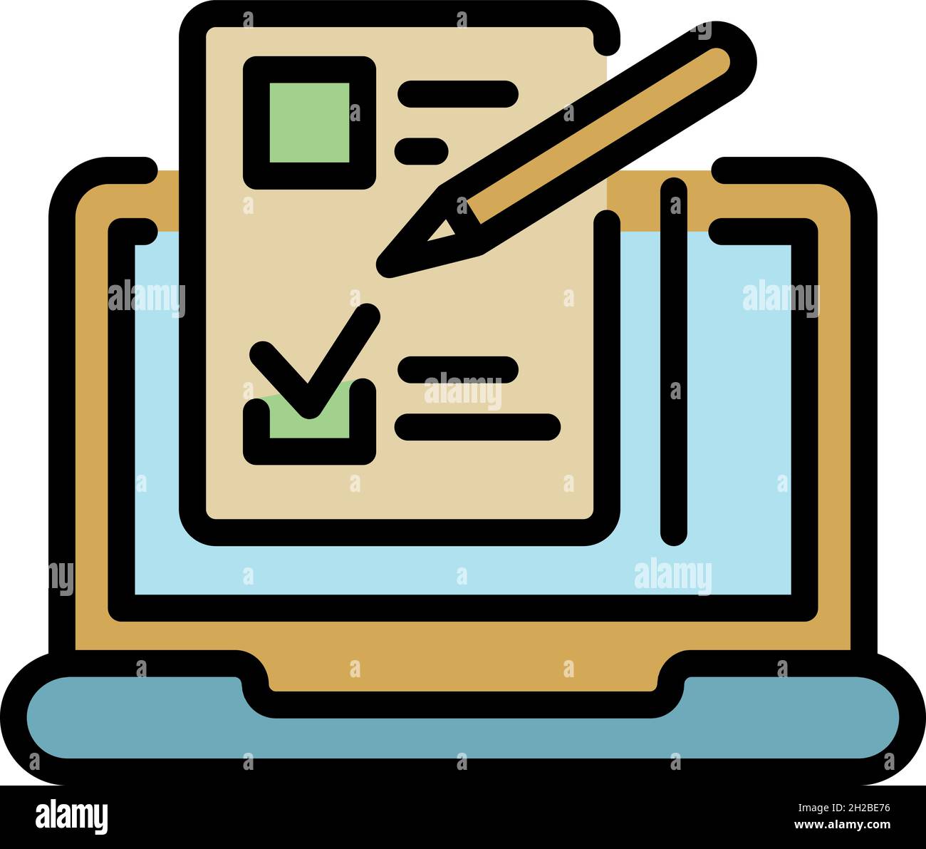 Laptop questionnaire icon. Outline laptop questionnaire vector icon ...