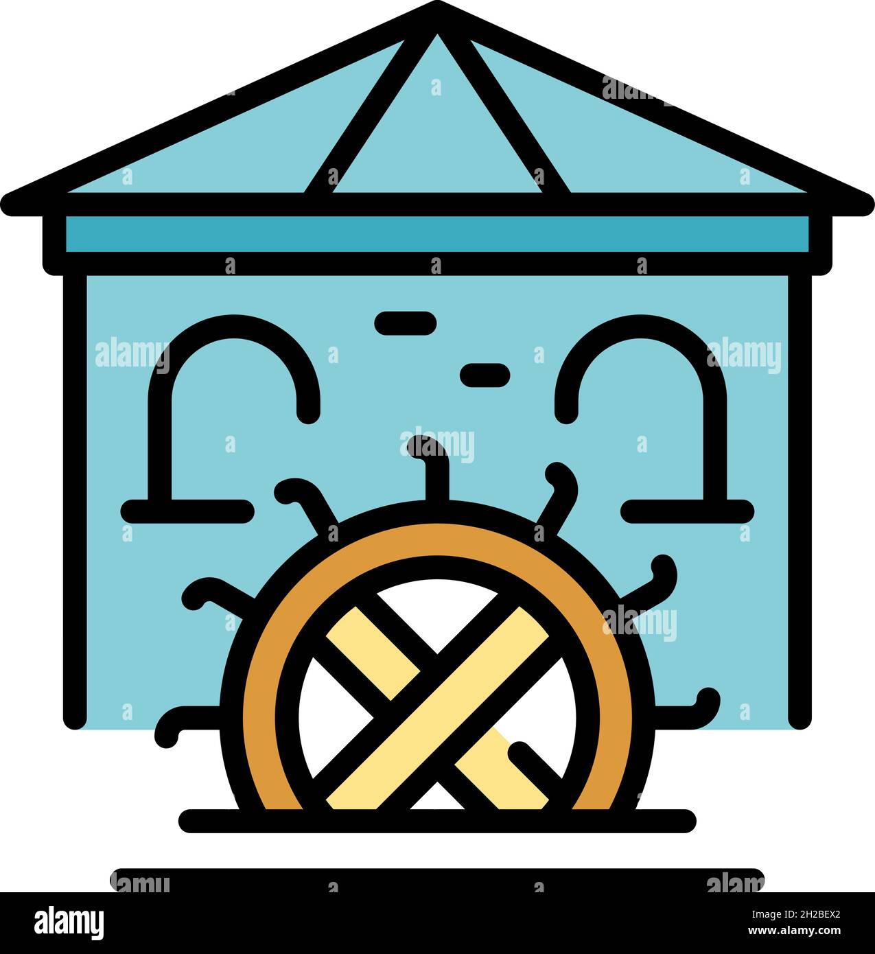 Farm water mill icon. Outline farm water mill vector icon color flat isolated Stock Vector