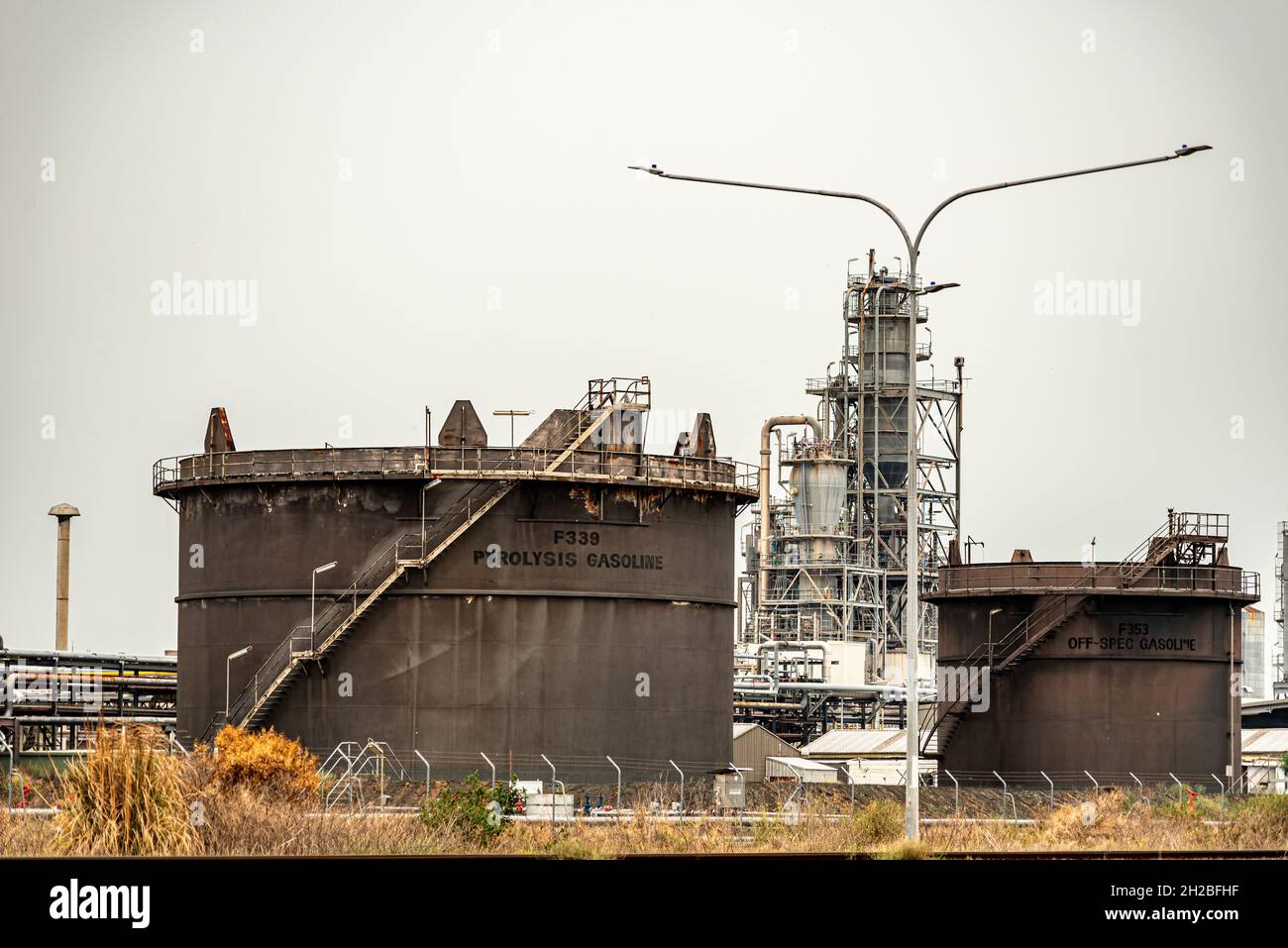 gasoline storage tanks for the oil plant Stock Photo