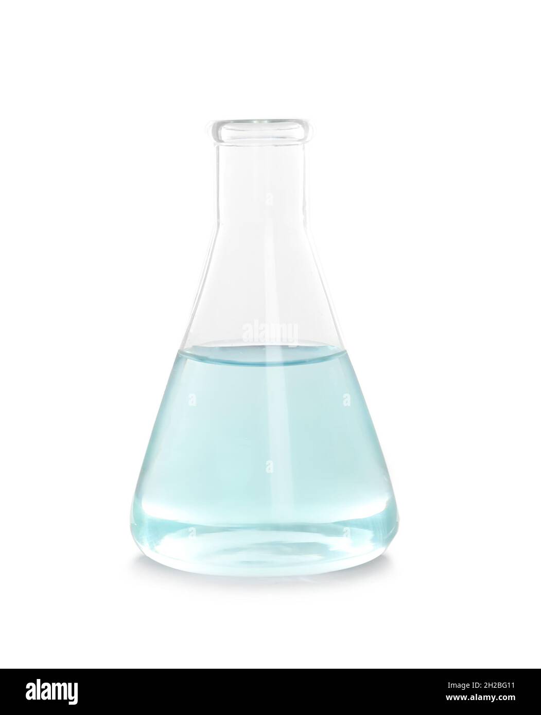 Conical Flask With Liquid On White Background. Laboratory Analysis ...