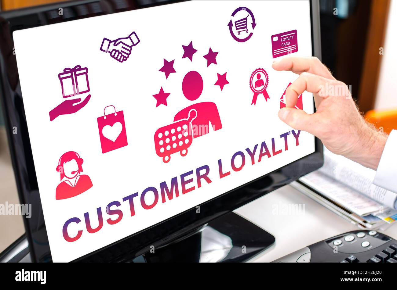 Customer loyalty concept shown on a computer screen Stock Photo