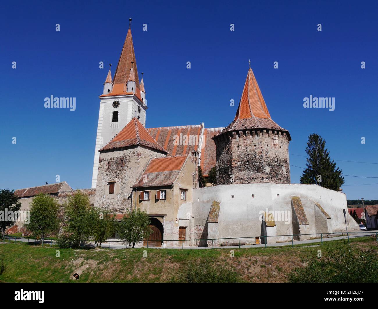 Full view, Cristian fortified church, Transylvania, Romania. High quality photo Stock Photo