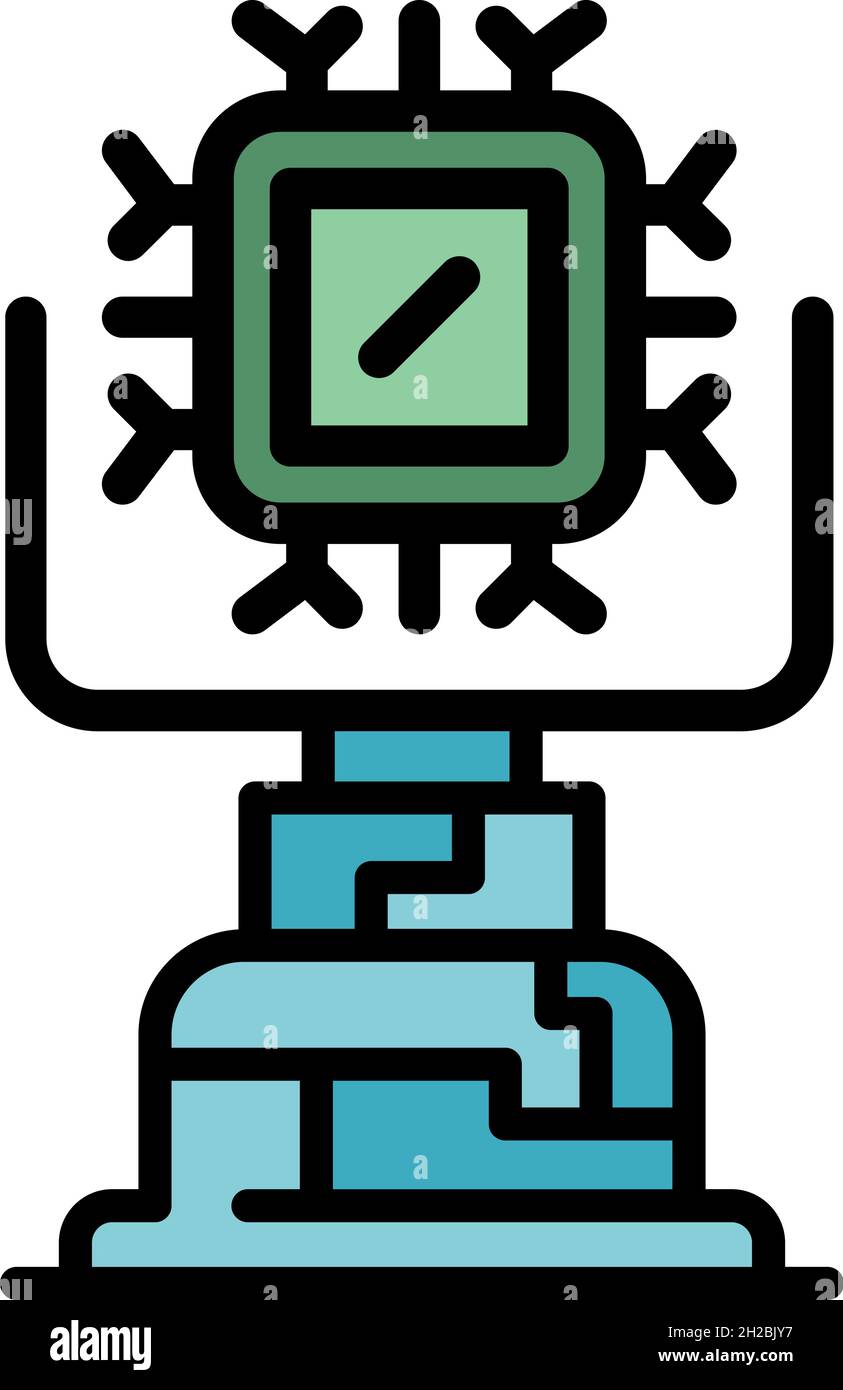 Ai learning machine icon. Outline ai learning machine vector icon color flat isolated Stock Vector