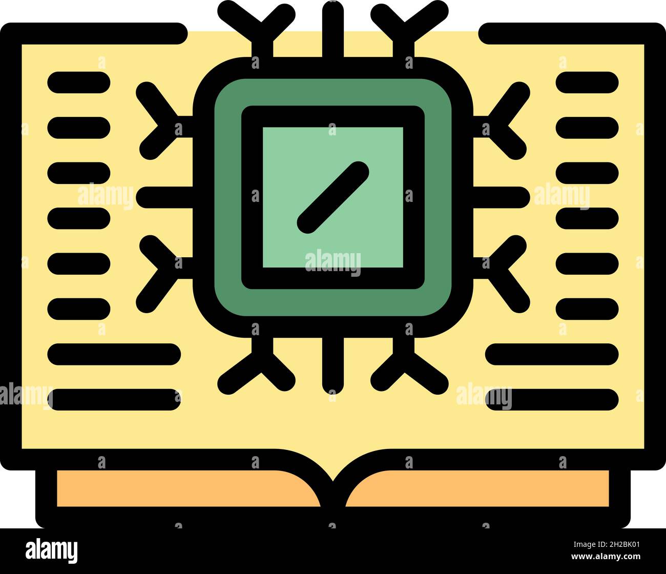 Ai processor book icon. Outline ai processor book vector icon color flat isolated Stock Vector