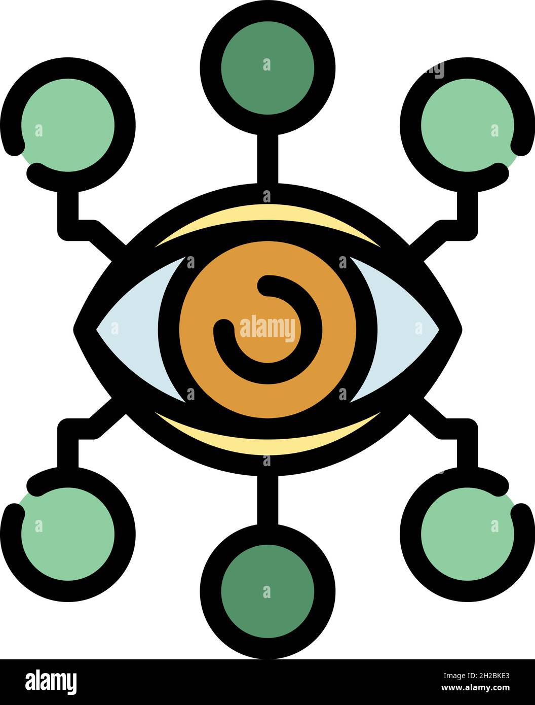 Ai eye analysis icon. Outline ai eye analysis vector icon color flat ...