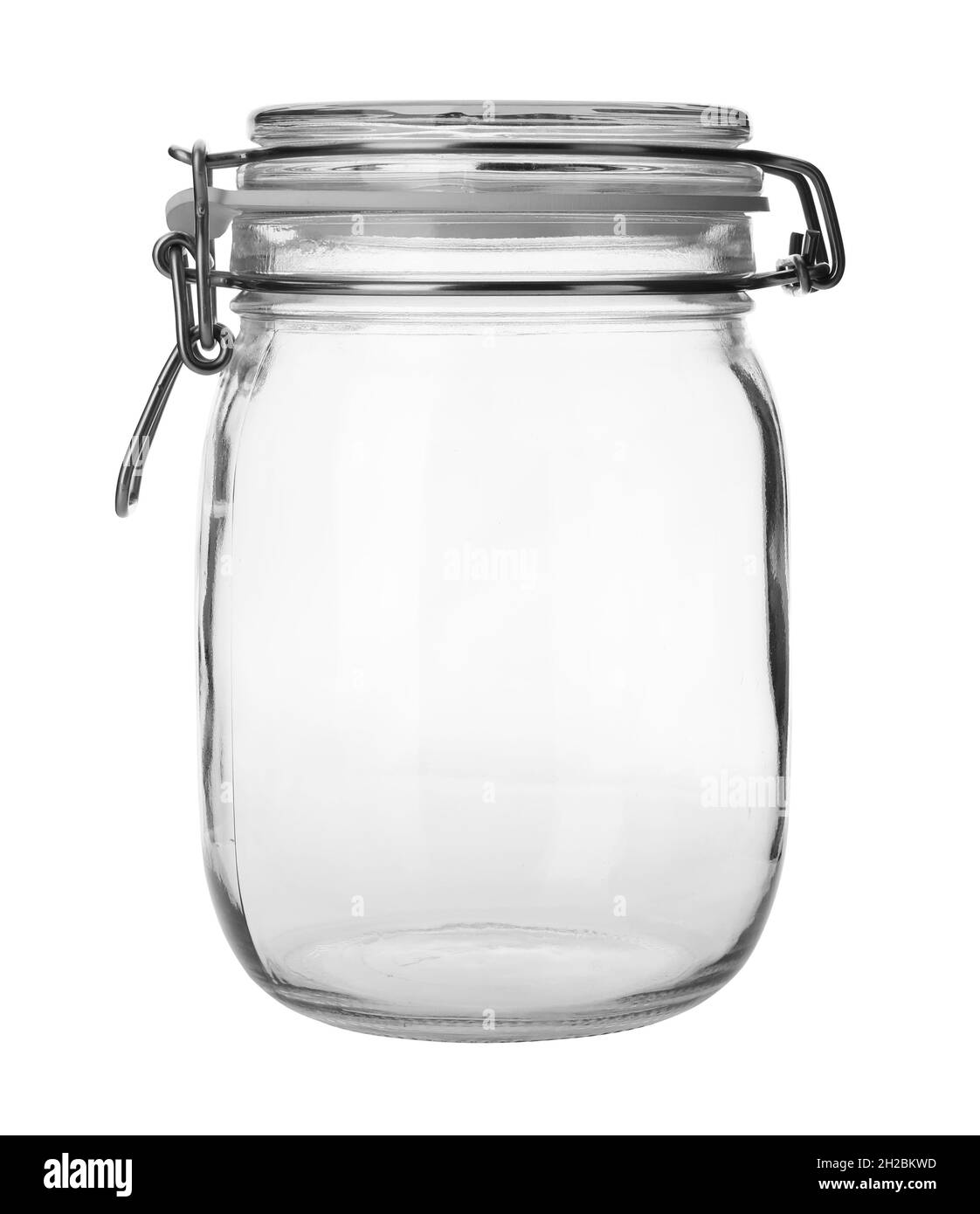 Empty glass jar on white background Stock Photo Alamy