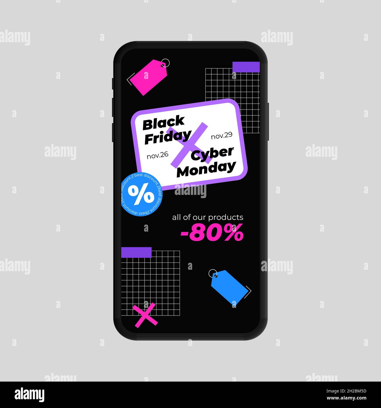 Black Friday Cyber Monday sale story. Vector illustration Stock Vector