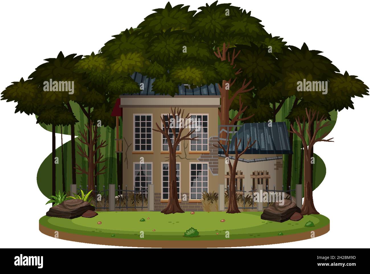 An old spooky house in the woods illustration Stock Vector Image & Art ...
