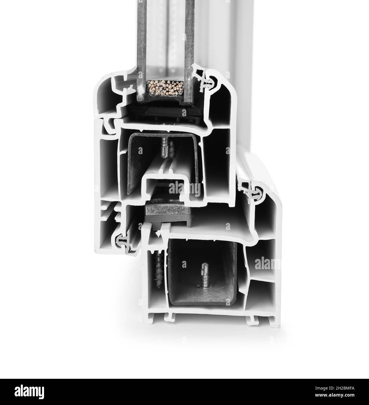 Sample of modern window profile on white background, closeup Stock ...