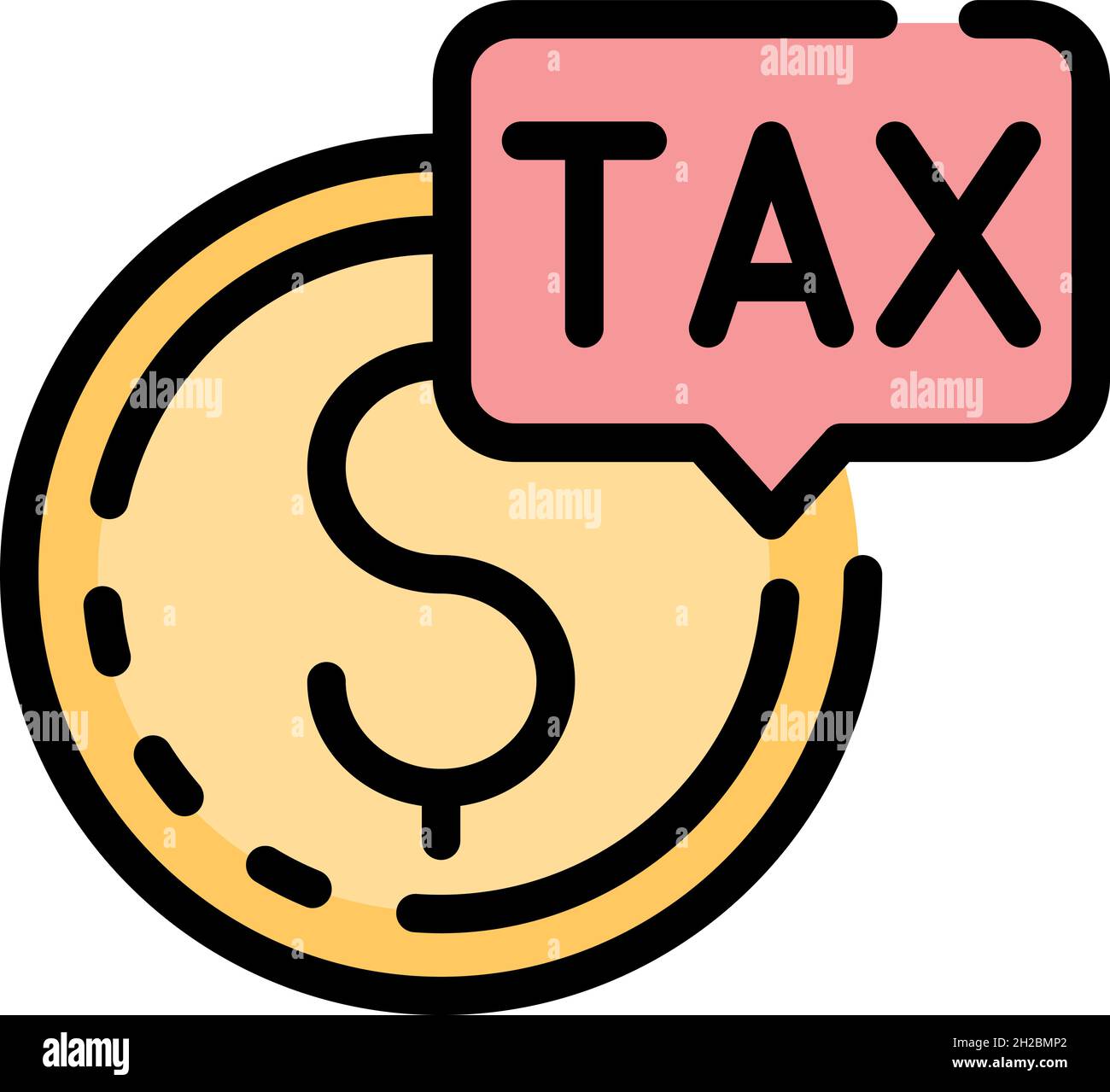 Tax money coin icon. Outline tax money coin vector icon color flat ...