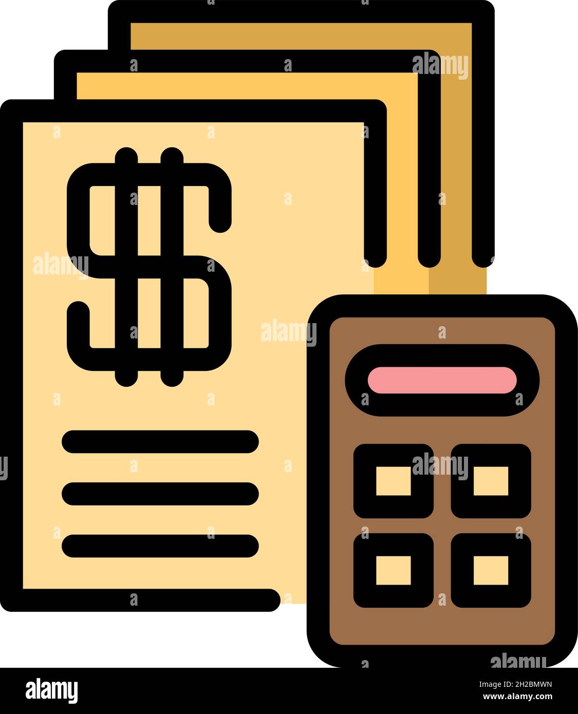 Tax calculator icon. Outline tax calculator vector icon color flat isolated Stock Vector Image