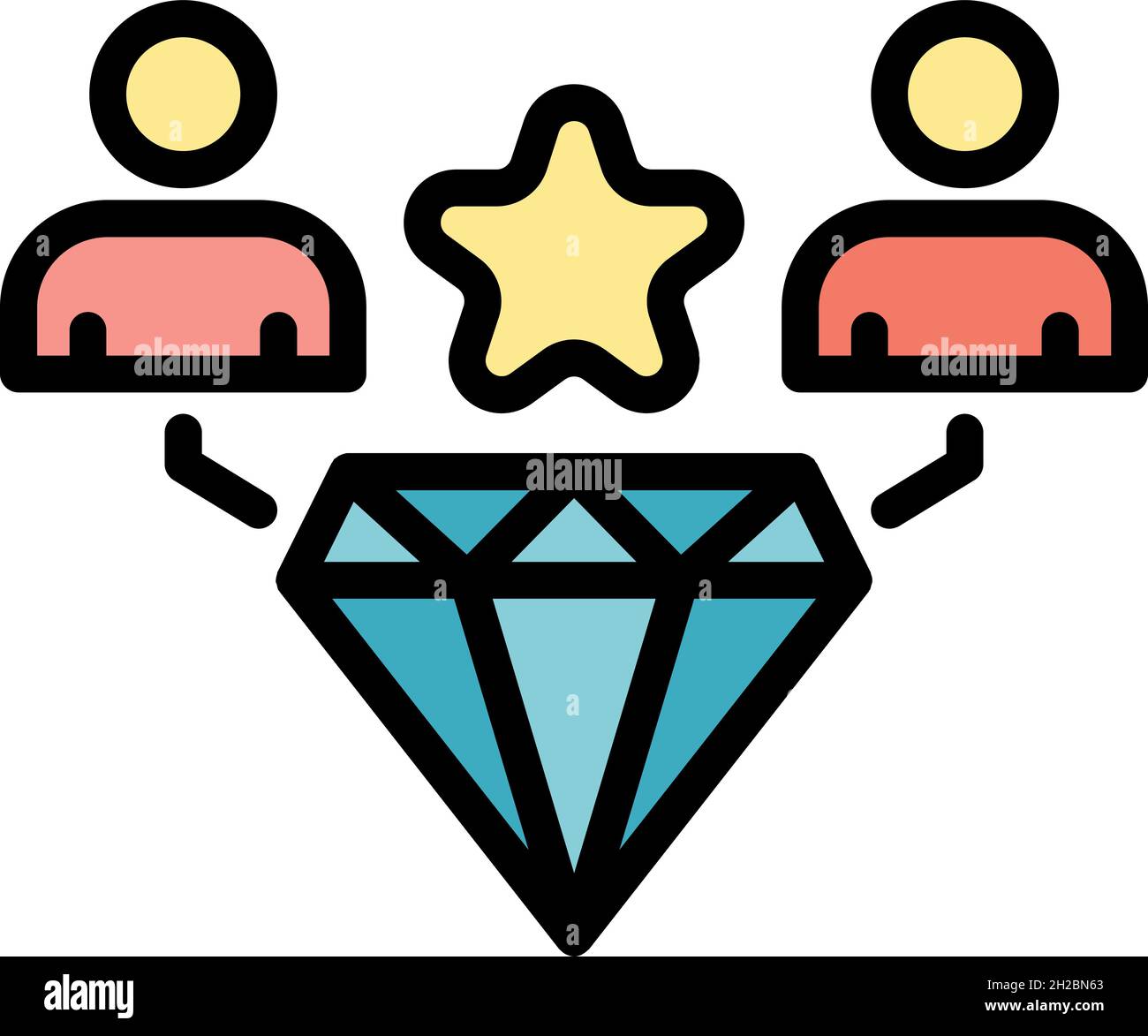 Diamond avatar icon. Outline diamond avatar vector icon color flat ...