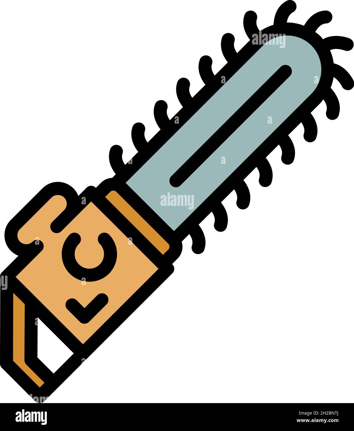 Chainsaw icon. Outline chainsaw vector icon color flat isolated Stock Vector