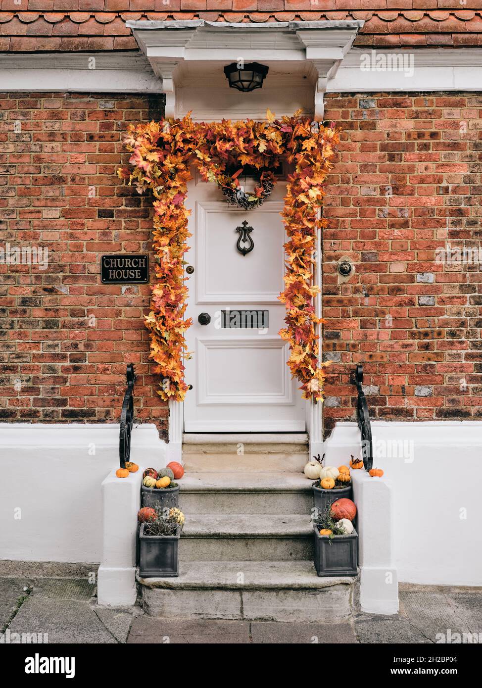 Autumn Door An autumn decorated dressed house front door with