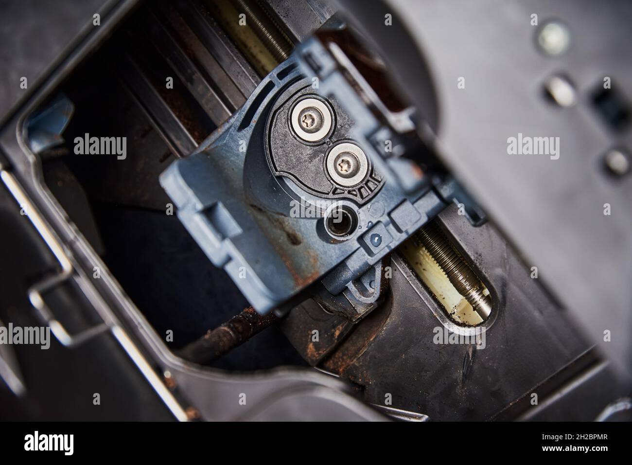 Automatic coffee machine cleaning. Open door in coffee machine for