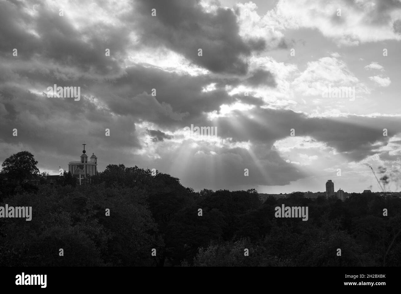 Greenwich park observatory view Black and White Stock Photos & Images ...