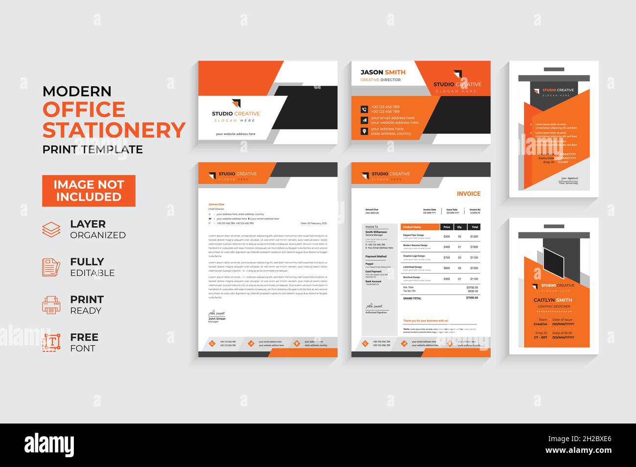 Modern & Creative Office Stationery Template Stock Vector