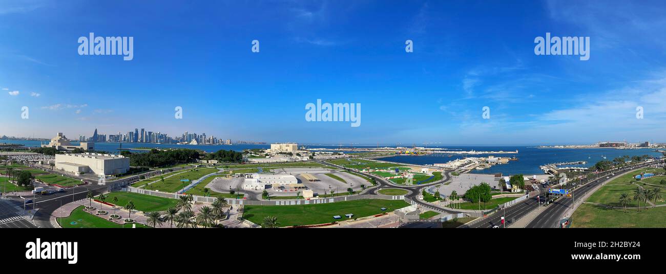 Doha Cornish skyline - QATAR Stock Photo