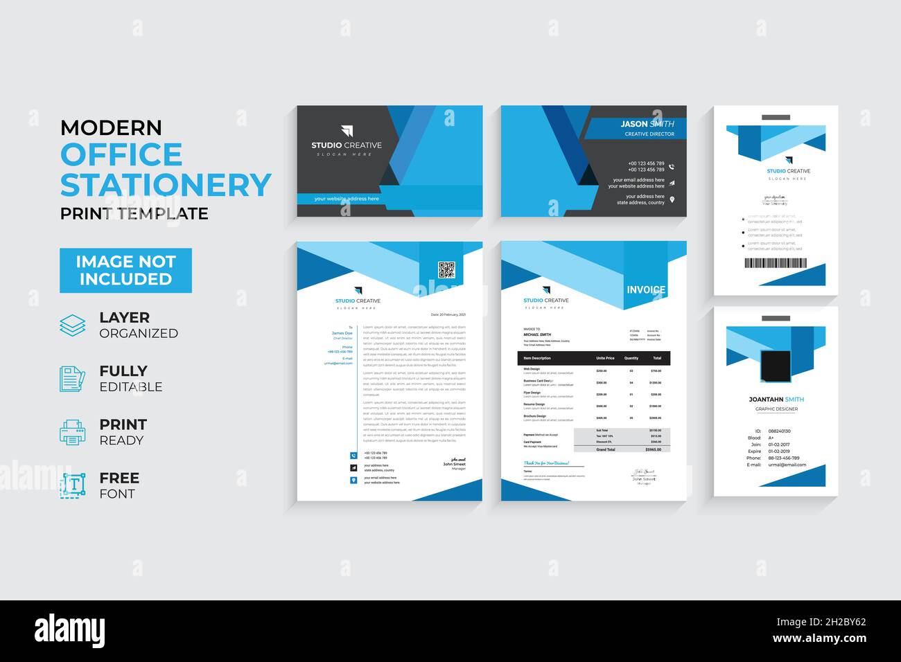 Modern & Creative Office Stationery Template Stock Vector