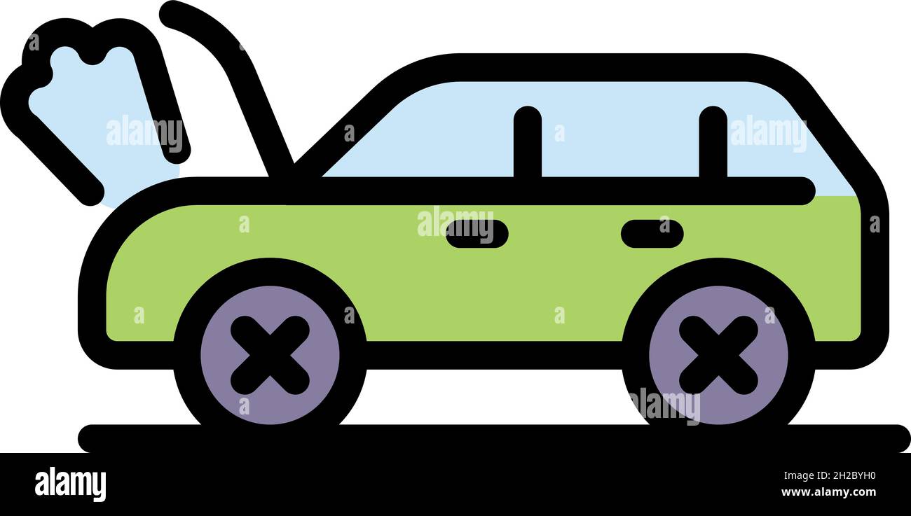 Car repair icon. Outline car repair vector icon color flat isolated Stock Vector