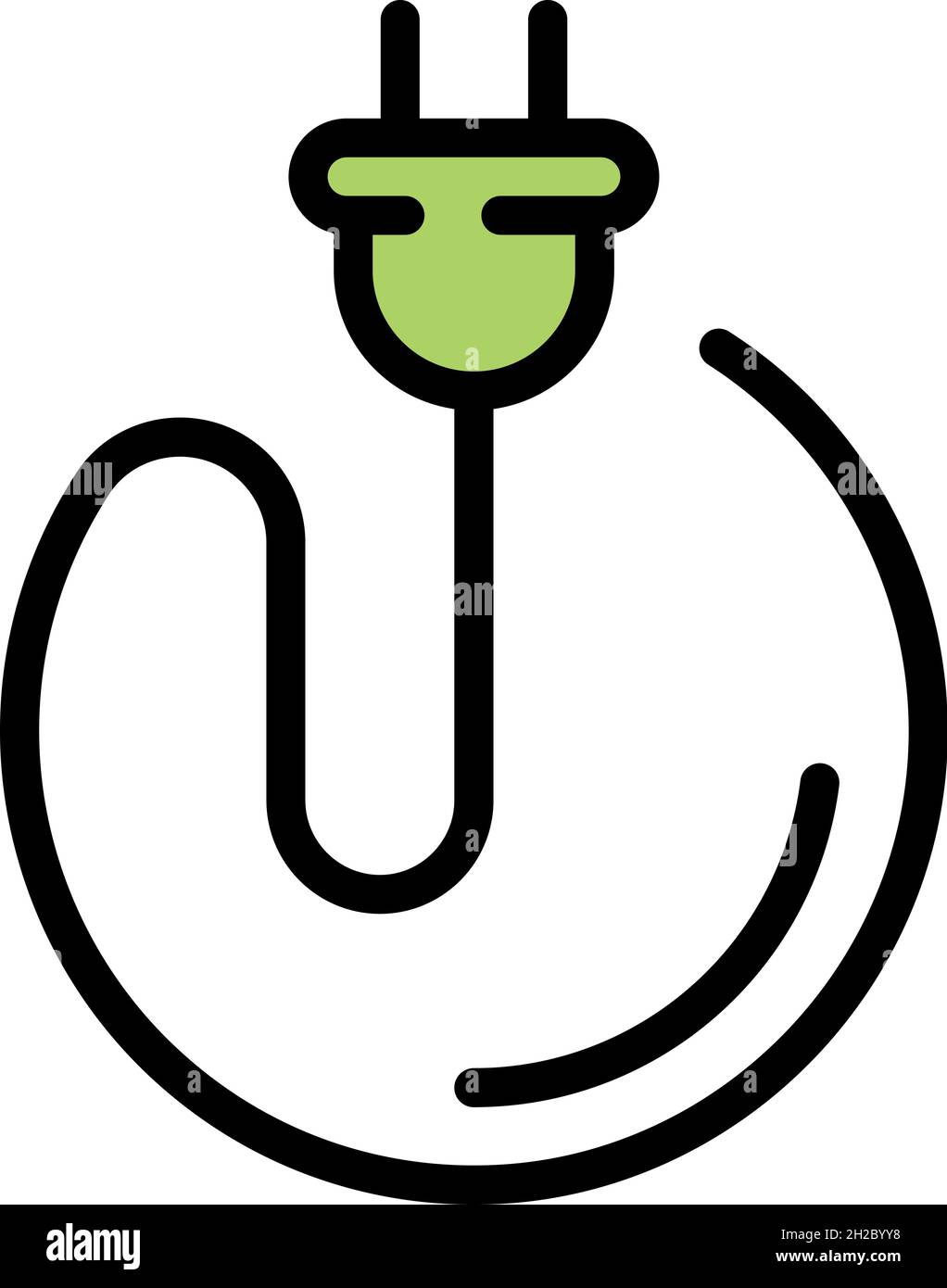 Cable with plug icon. Outline cable with plug vector icon color flat ...
