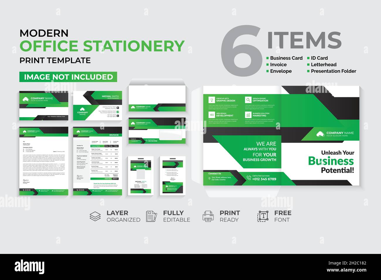 Modern & Creative Office Stationery Template Stock Vector