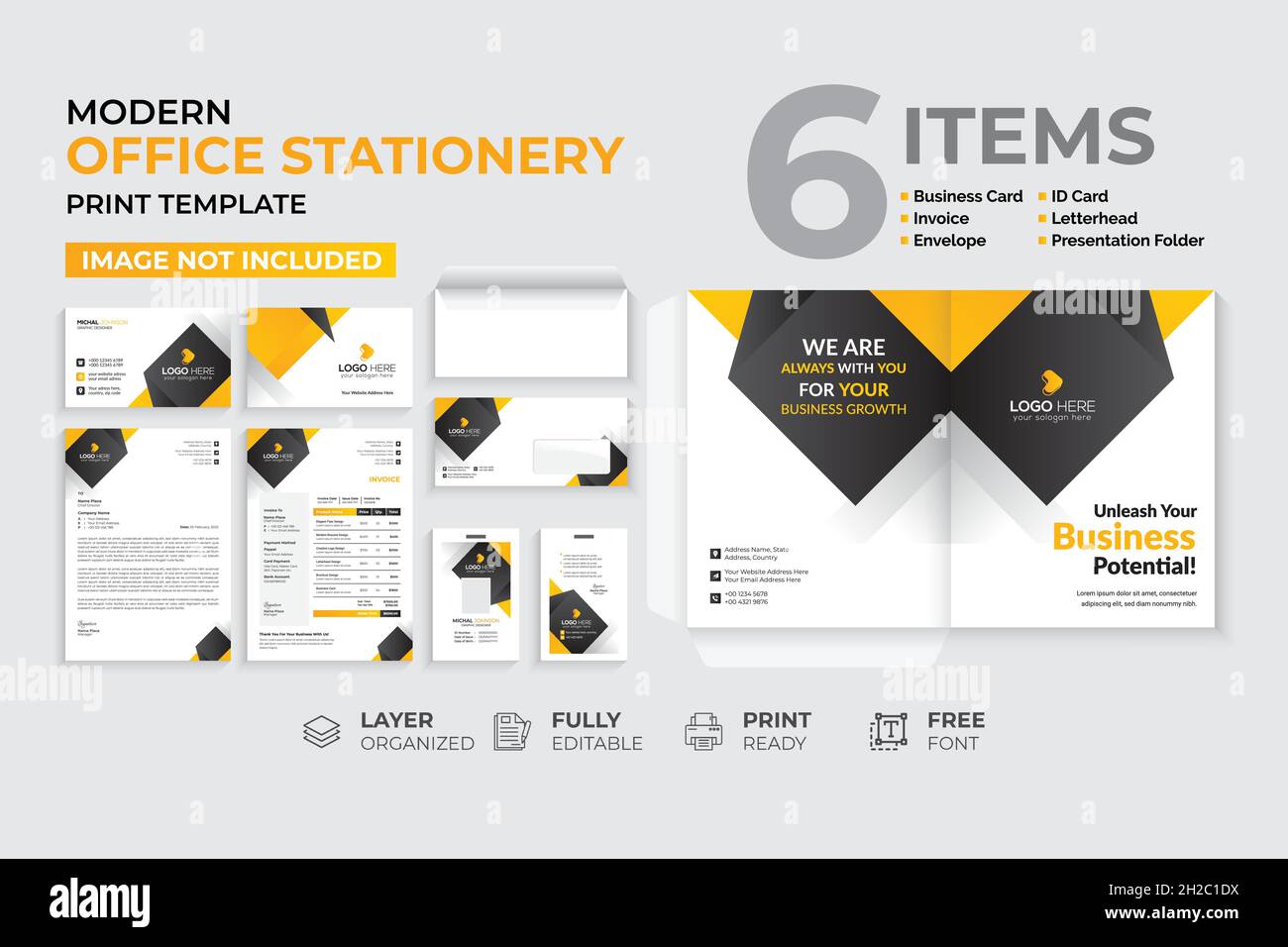 Modern & Creative Office Stationery Template Stock Vector