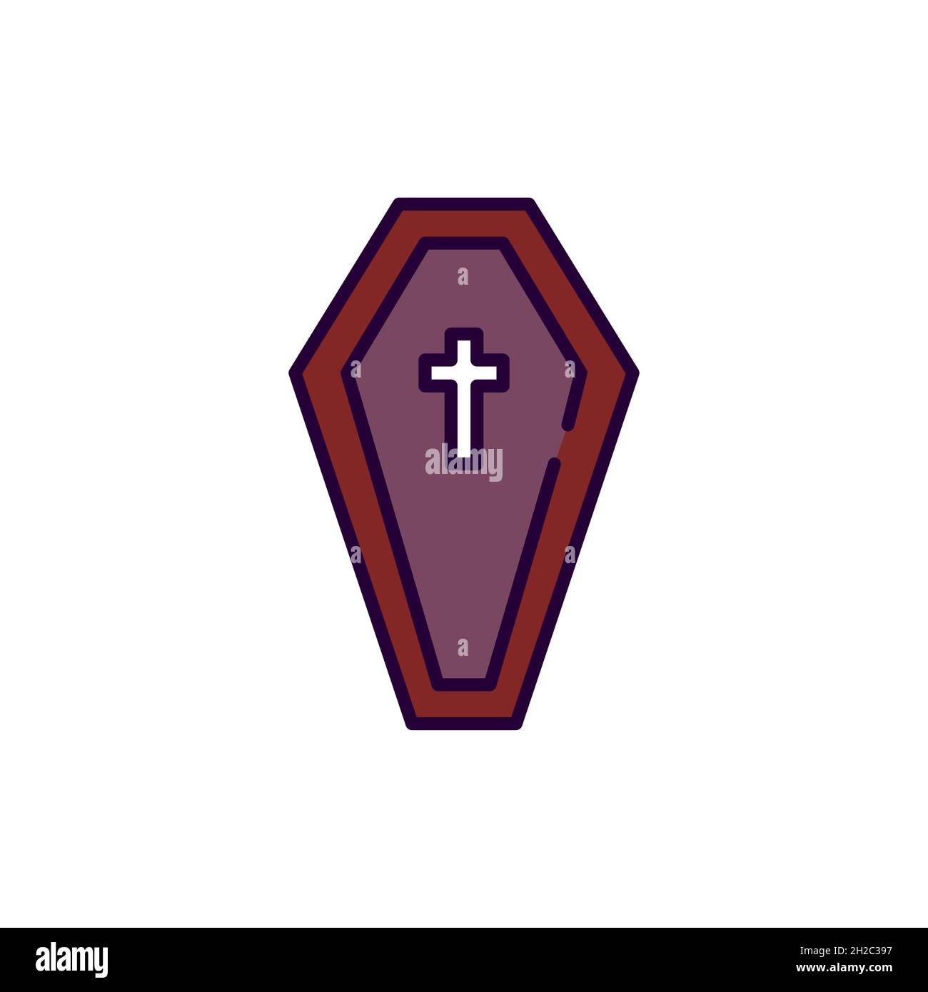 Halloween themed coffin with a crucifix. Pixel perfect, editable stroke ...