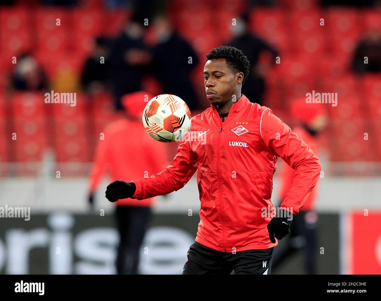 MOSCOW, RUSSIA, OCTOBER 20, 2021. The 2021/22 UEFA Europa League. Football  match between Spartak (Moscow) vs Leicester City (Leicester, England) at  Otkritie Arena in Moscow. Leicester von 3:4.Photo by Stupnikov Alexander/FC  Spartak