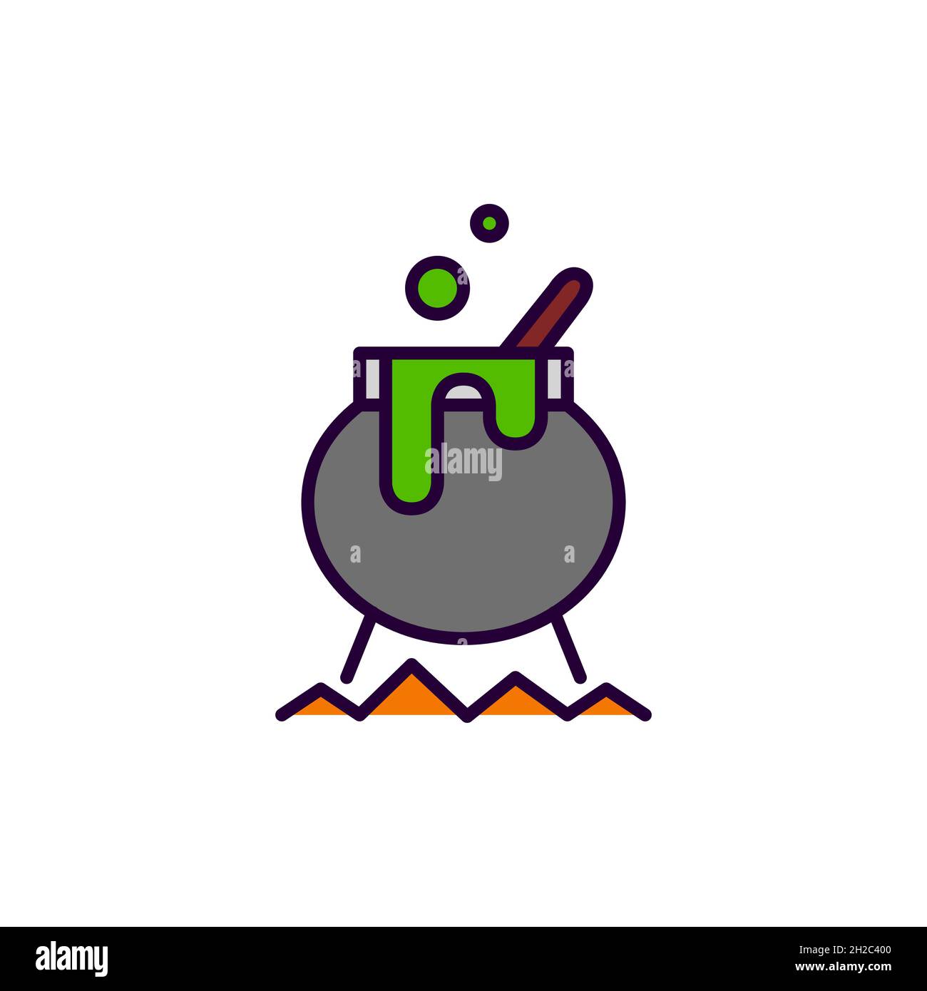 Halloween witch brew pot magical cauldron. Pixel perfect, editable