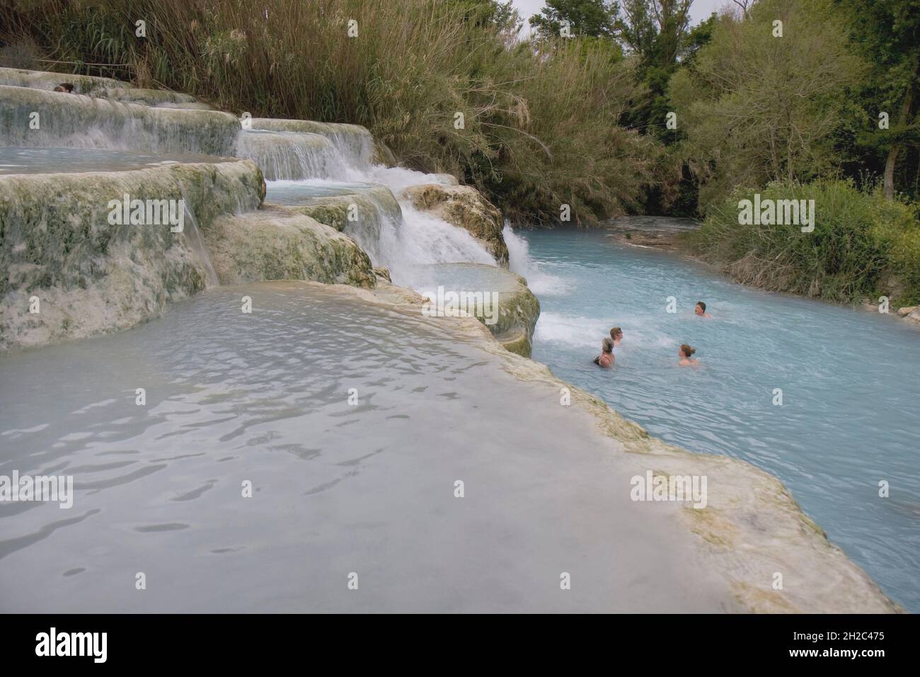 warm thermal springs in Saturnia, Italy, Tuscany, Saturnia Stock Photo